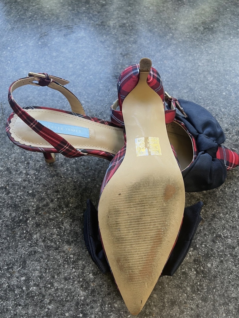 ❤️ Draper James Plaid Bow kitten Heels | Reese Witherspoon Brand | Size 8.5 - Picture 4 of 6